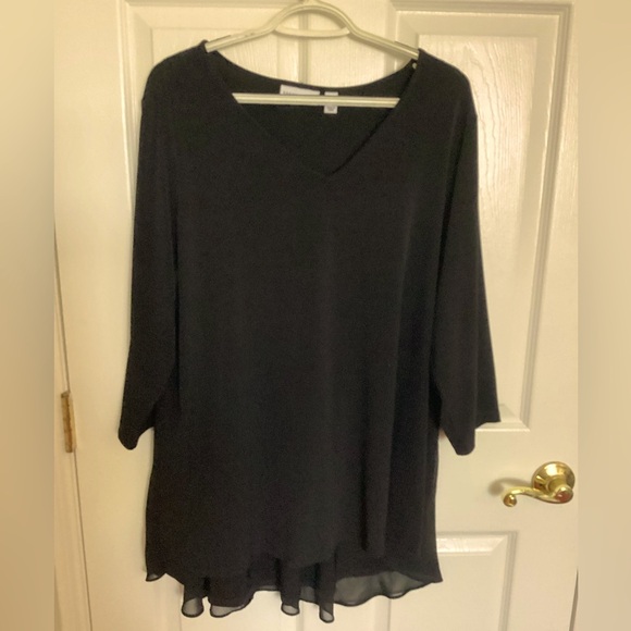 Susan Graver Black Liquid Knit Top - Picture 1 of 7
